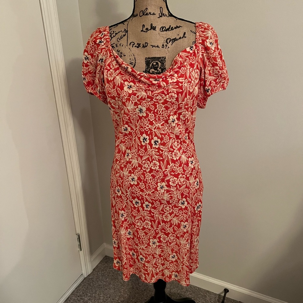 B.O.G. Collective Floral Drape Neck Dress Size Medium NWOT